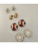 Vtg Clip On Earring Lot 4 Pair Stud Coro W Germany Enamel Beaded Crystal... - $19.99