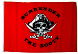 12X18 12&quot;X18&quot; Jolly Roger Pirate Surrender Booty Red Sleeve Flag Garden - £11.00 GBP