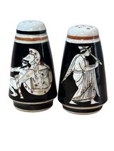 Vintage Ceramic Salt &amp; Pepper Shakers Grecian Urn Cone Shaped Greek Gods - $4.19