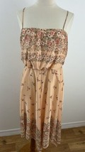 Vintage Ellen Hart 70s Handkerchief Hem Dress Peach Floral Hippie Boho S... - £28.40 GBP