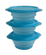 3 Tupperware Flat Out Collapsible Storage Containers with Lids BLUE Set ... - £21.23 GBP