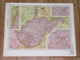 1951 Original Vintage Map Of West Virginia Charleston / Verso Wisconsin - £18.21 GBP