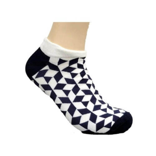 Black and White Diamond Patterned Ankle Socks (Adult Large) - $2.97