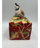 Fitz &amp; Floyd BOUNTIFUL HOLIDAY Christmas Square Lidded Box Bird on Top - $21.14