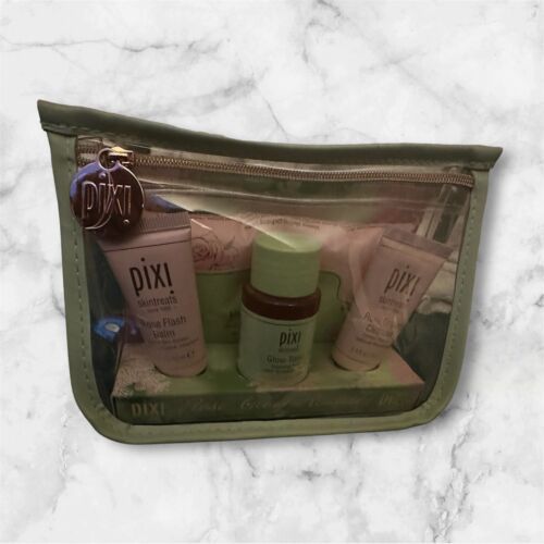 PIXI Rose Glow Routine Set in Travel Bag, Balm, Toner, Cleanser &amp; Make U... - $5.74
