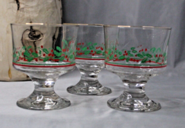 Arby’s Holiday Collection Holly and Berries 8 Oz. Dessert Glass Set of 3 - £7.51 GBP