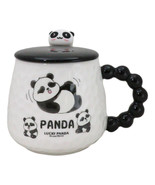 Ceramic Cute Lucky Panda Bear Cartoon With Lid And Panda Head Spoon Mug Cup - $17.99