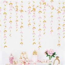 Party Perfection: Pink &amp; Gold Leaf Garland - 52ft of White Blush Gold De... - $35.63