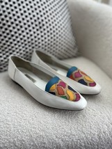 Vintage 80s 90s Arpeggios Leather Flats Shoes Rainbow Color White 9 - $27.36