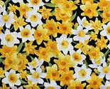 Cotton Daffodils Flowers Yellow White Floral Fabric Print by the Yard D5... - $12.95