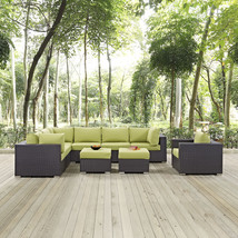 Convene 9 Piece Outdoor Patio Sectional Set Espresso Peridot EEI-2208-EXP-PER-SE - £2,865.61 GBP