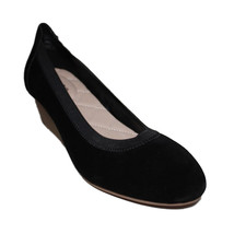 Lands End Women&#39;s Size 9.5, Suede Comfort Elastic Wedge Shoes, Black - $45.00