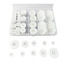 100Pcs White Sewing Buttons,4-Hole Craft Buttons, 5 Sizes ,With Compartm... - £8.61 GBP