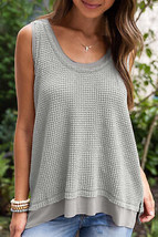 Philippine Gray Scoop Neck Waffle Knit Flowy Vest - £16.59 GBP