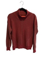 Prana Womens Sweater Red Sentiment Mock Neck Ribbed 100% Cotton Sz M - £15.25 GBP