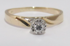 Vintage 14k Yellow Gold .10ct Diamond Engagement Ring Sz 4.5 Promise 1.3g AM-G - £102.86 GBP