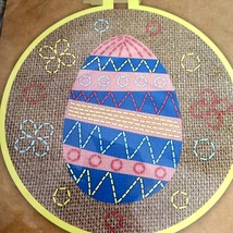 Beginner Easter Egg Embroidery Kit for ages 3 and up Plastic Needle Hoop... - $9.79