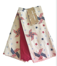 Stars and Stripes Dish Towels Set of 3 July 4th Red White Blue Vintage Look - £21.43 GBP