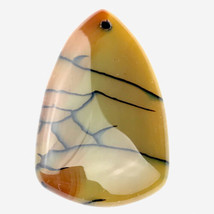 Dragon Vein Agate Pendant Stone Translucent Shield Shape Caramel Color - $9.95