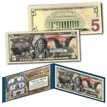 Americana Images of Historical U.S. Currency $5 Bill * BISON - INDIAN - ... - £18.43 GBP