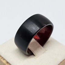 Black Tungsten Carbide Wedding Band 10 mm Men&#39;s Ring Red Interior size 9.5 - £18.04 GBP