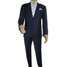 Men Suit BERLUSCONI Turkey 100% Soft Italian Wool Super 180's #Ber28 Navy Blue image 13