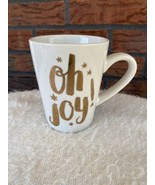 Christmas Coffee Mug Cup White Gold Oh Joy! Stars Ceramic Glass - £2.92 GBP