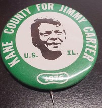 Kane County for Jimmy Carter - U.S. IL. - 1976 campaign pin - vary rare - £18.31 GBP