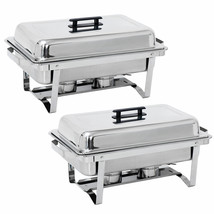 2 Packs 8 Qt Stainless Steel Chafing Dish Buffet Trays Chafer Dish Buffe... - $105.99