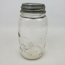 Vintage Clear Glass Drey Perfect Mason Jar Quart Size With Zinc Lid - £7.40 GBP