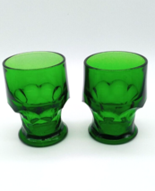 Vintage Mid Century Glass Georgian Emerald Green Tumbler Set of 2 MCM 4.25 in - £14.21 GBP