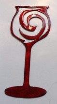 Swirled Wine Glass - Metal Wall Art - Metallic Red 3 3/4&quot; x  8 1/2&quot; - £9.14 GBP