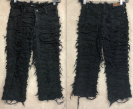 Womens Vintage GW Maxx Ragged Black Medium Made USA Capri Pants Jeans Zip - £19.74 GBP