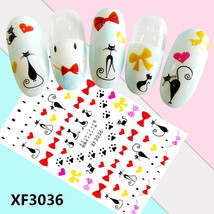 Nail Art 3D Decal Stickers beautiful Cat paw heart bow XF3036 - £2.52 GBP