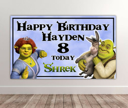 2 X SHREK Personalised Birthday Backdrop - Shrek Birthday Banner 40x24 Inches - £14.37 GBP