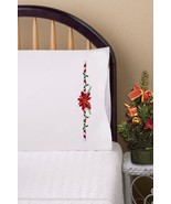 Tobin Stamped For Embroidery Pillowcase Pair 20&quot;X30&quot; Poinsettia - £15.53 GBP