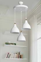 3-Piece Hanging White Pendant Lamp Chandelier Bedroom Living Room Kitchen Corrid - £46.50 GBP