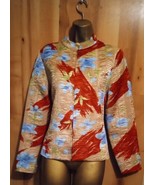 Women&#39;s Analogy Medium Colorful Jacket Crinkle Floral Zip Front - £13.23 GBP