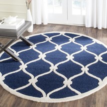 SAFAVIEH Cambridge Collection 8' Round Navy/Ivory CAM710M Handmade Moroccan Prem - $390.99