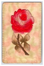 Embossed Velvet Red Rose Applique Add On 1909 DB Postcard S16 - $3.91