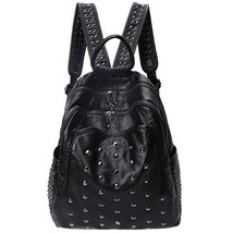 new arrival soft leather women backpack washed leather female bag rivet fashion  - £59.53 GBP