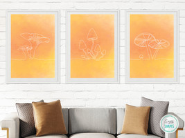 Minimalist One Line Art, Set of 3 Mushroom Drawings, Printable Wall Art Bundle - £7.34 GBP