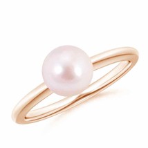 ANGARA Classic Japanese Akoya Pearl Solitaire Ring for Women in 14K Solid Gold - £578.35 GBP