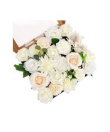 Whonline 21pcs Artificial White Flowers Combo Fake Roses Dahlia Flowers ... - $32.58 CAD