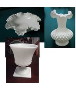 Fenton Large Ruffled Hobnail White Milk Glass Vase, E. O. Brody - Mj-43 ... - $33.85 CAD+