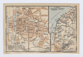 1914 Antique Map Of Elbing Elbląg / East Prussia Poland Germany - £22.53 GBP