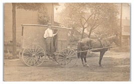 RPPC Man Standing Next To Horse and Buggy Postcard - £35.02 GBP