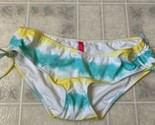 Victoria&#39;s Secret Bikini Bottom Ruched Side Turquoise Yellow Stripe Size... - $21.28