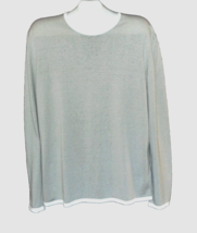 Z Zegna Italy Design Sweater Gray White Trim  Cotton Linen Men&#39;s Shirt Size 2XL - £102.27 GBP