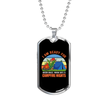 Camper Necklace Ready For Campfire Nights Tents Necklace Stainless Steel or 18k - £37.92 GBP+